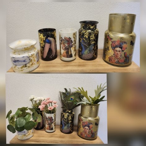 Vaas glas decoupagetechniek